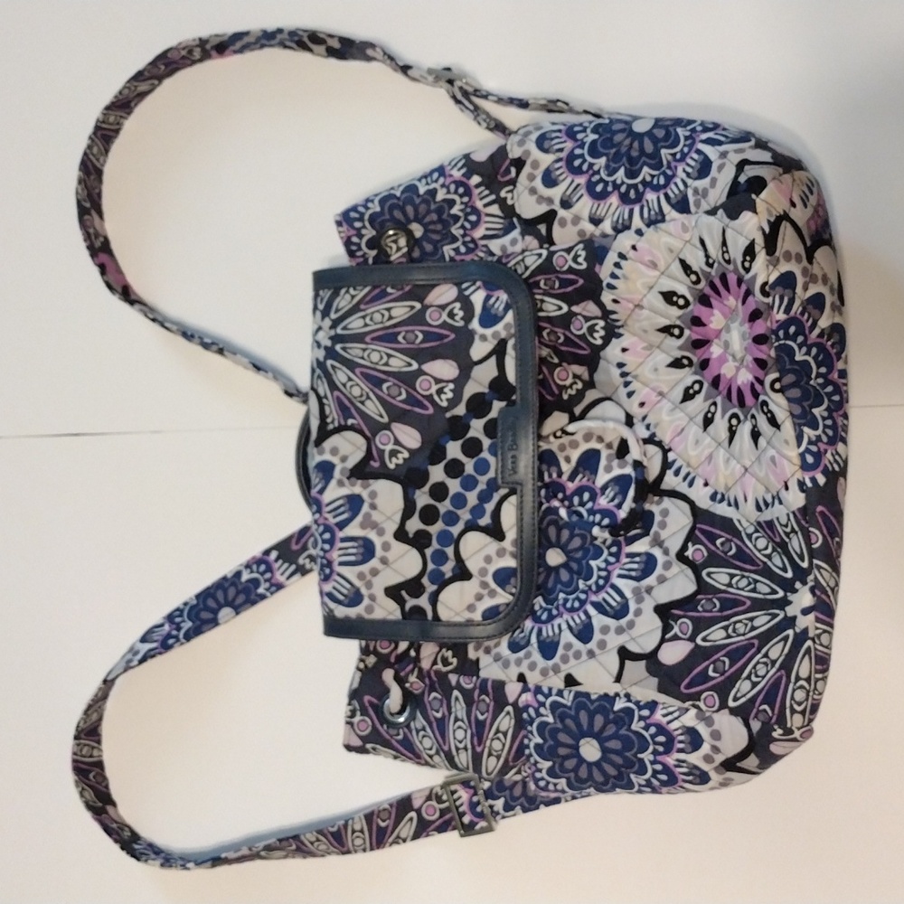Vera Bradley Purple and Blue Floral Backpack Purse. Multiple Pockets.